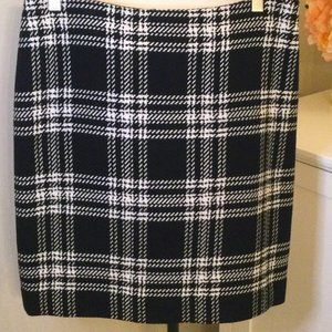Talbots, Black & White Plaid Wool Blend Short Pencil Skirt, Sz. 10P